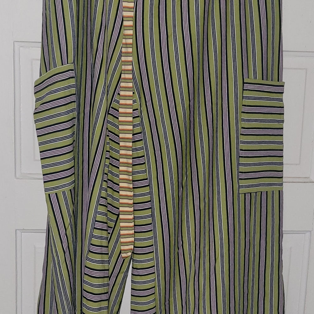 Striped Green and Black Long Cardigan